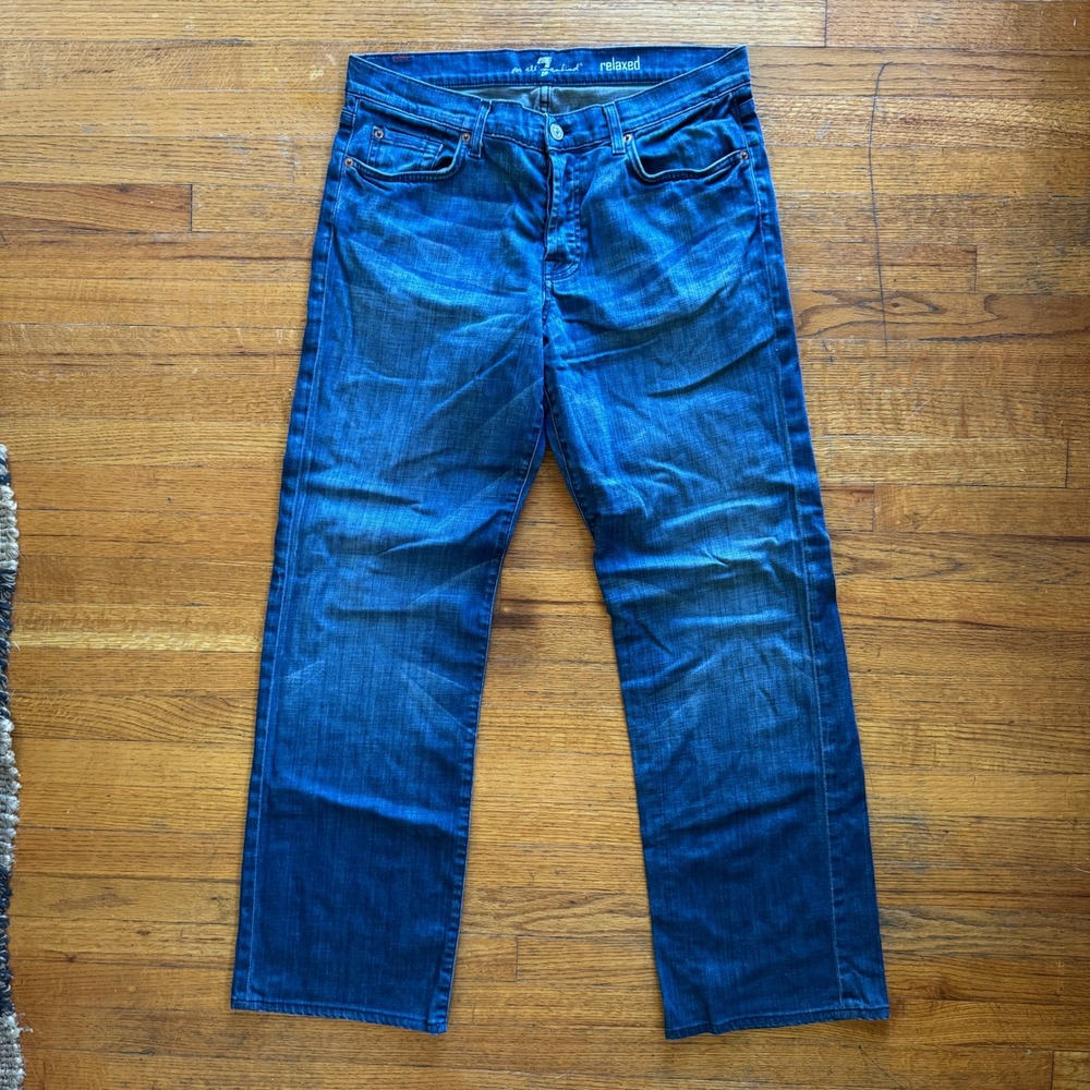 7 For All Mankind Relaxed Fit‎ Men Jeans Blue Wash Size 34x32